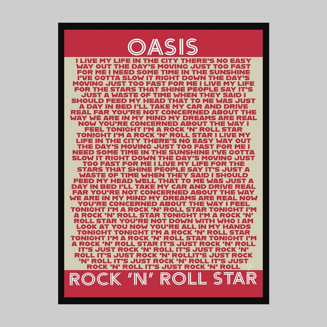 Rock 'N' Roll Star Oasis lyrics print - Striped Circle