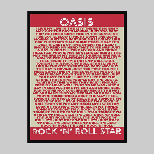 Rock 'N' Roll Star Oasis lyric print - Striped CircleA4
