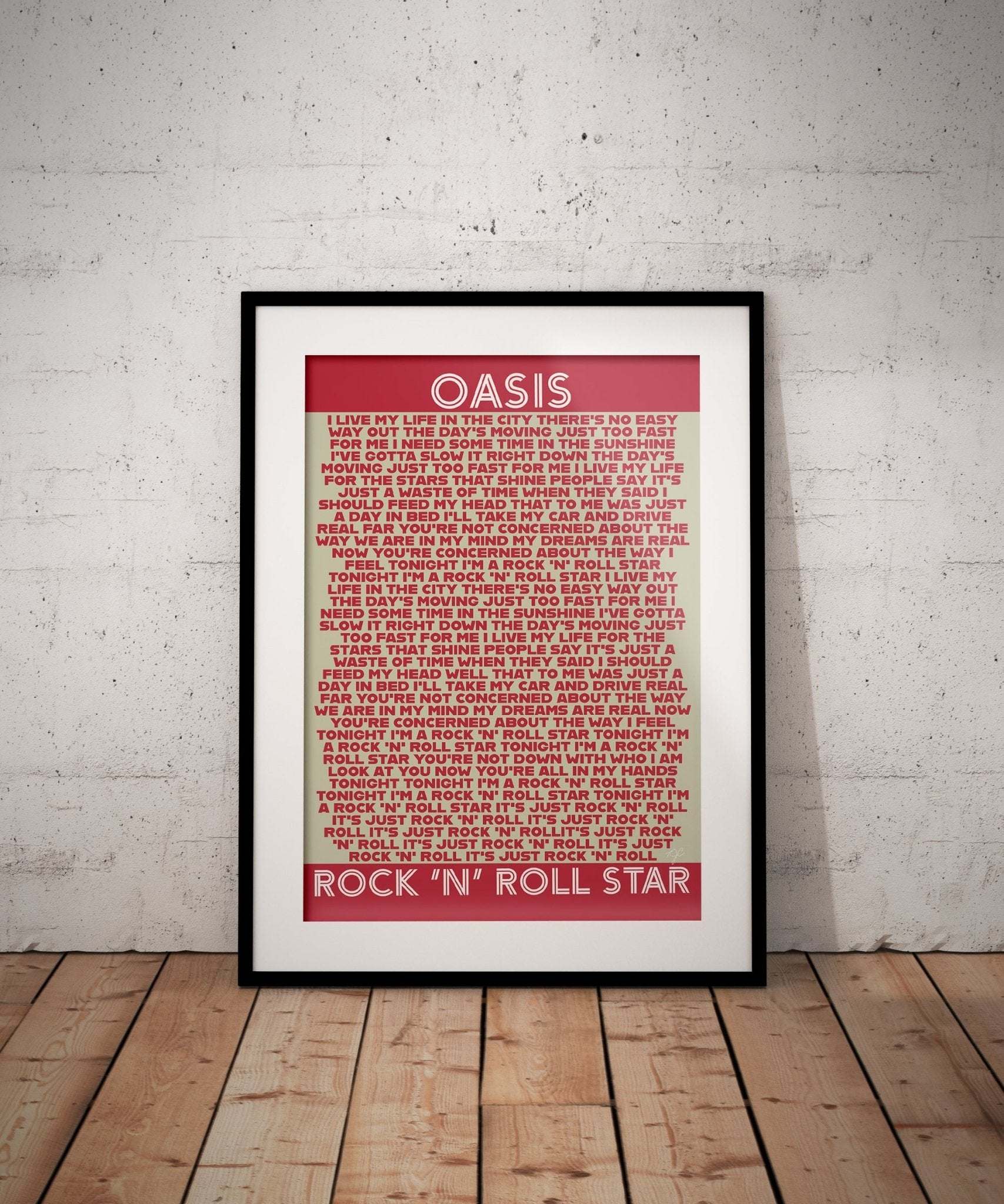 Rock 'N' Roll Star Oasis lyrics print - Striped Circle