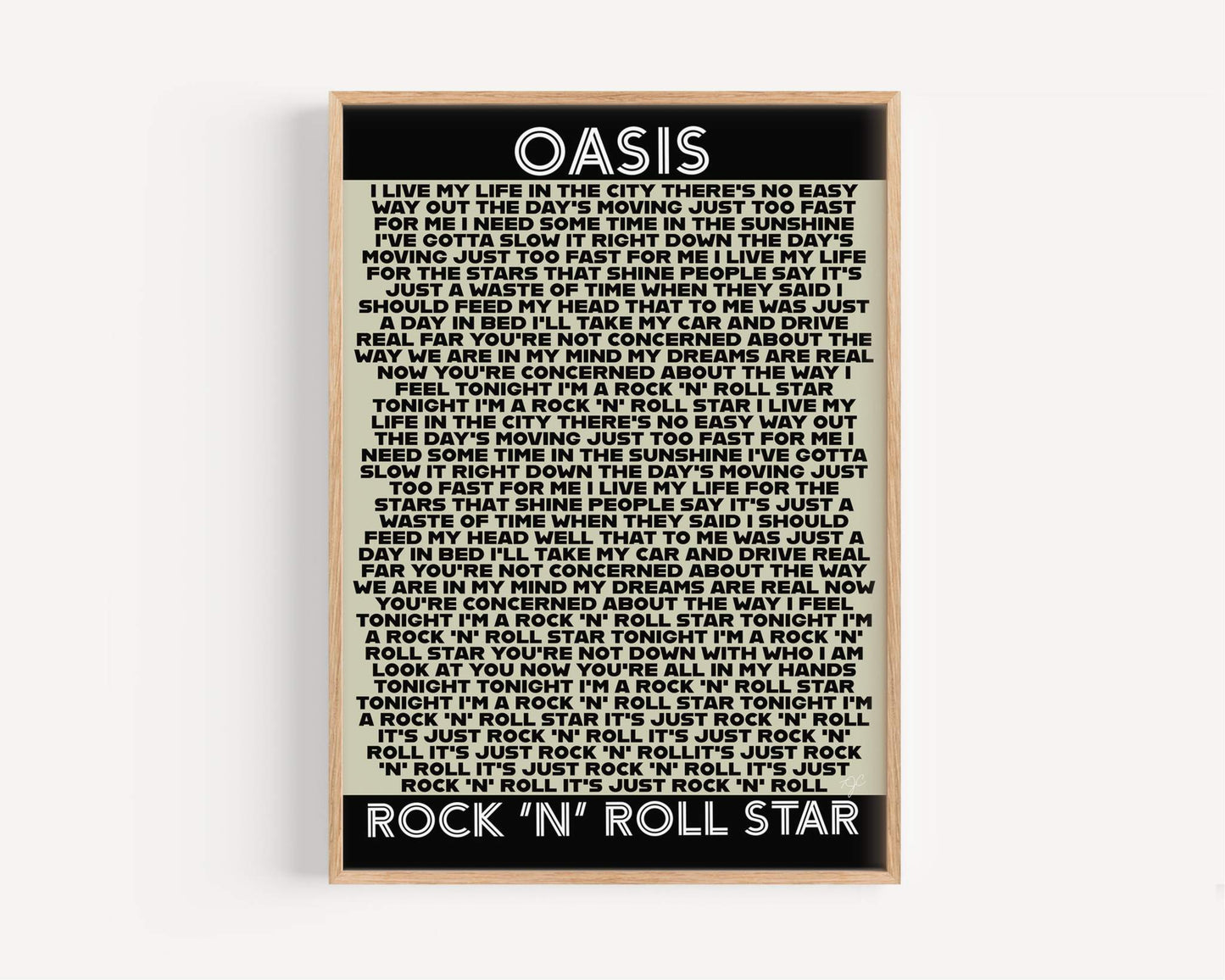 Rock 'N' Roll Star Oasis lyrics print