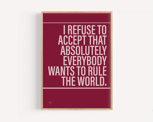 Rule the World Alternative Lyrics Music Print | UK Wall Art