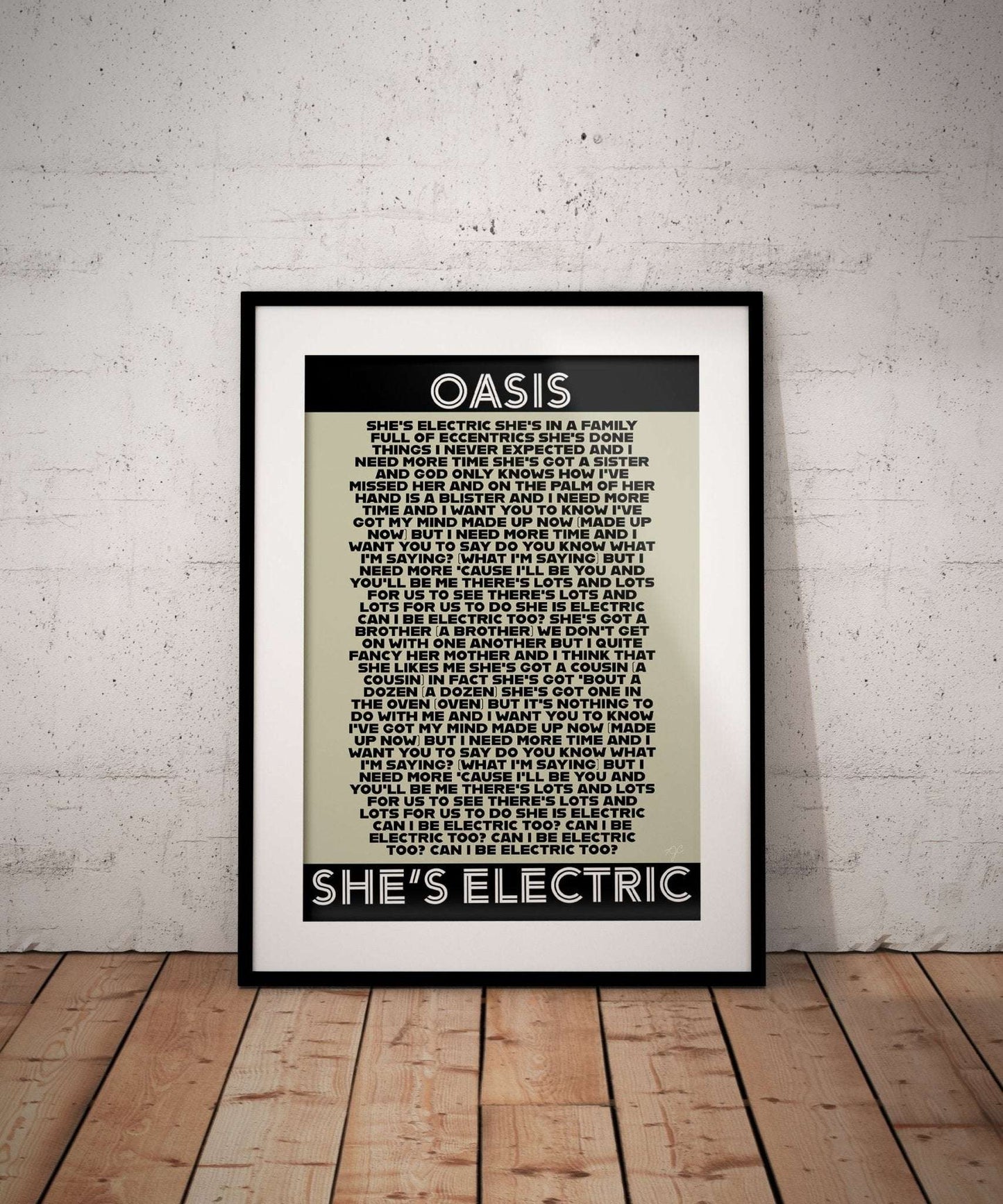 Shes Electric Oasis lyrics print - Striped Circle