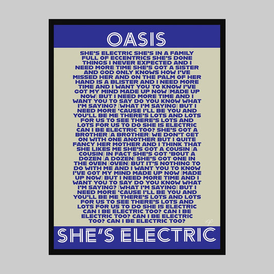 She's Electric Oasis lyric print - Striped CircleA4