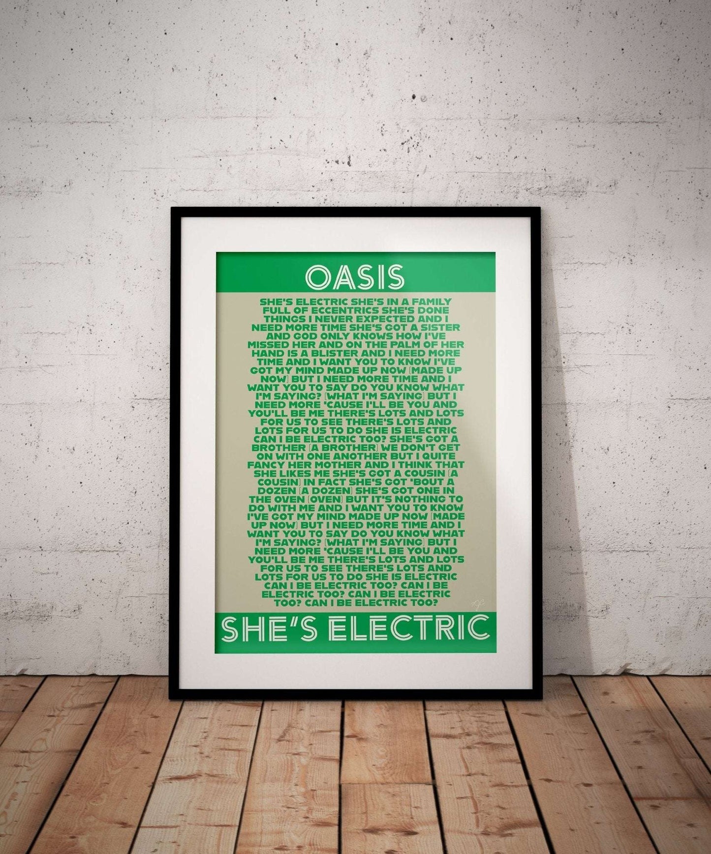 Shes Electric Oasis lyrics print - Striped Circle