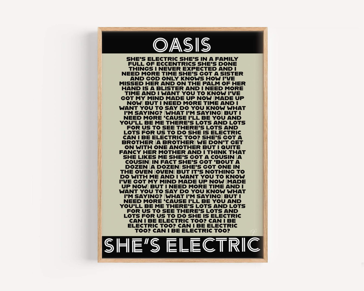 Shes Electric Oasis lyrics print