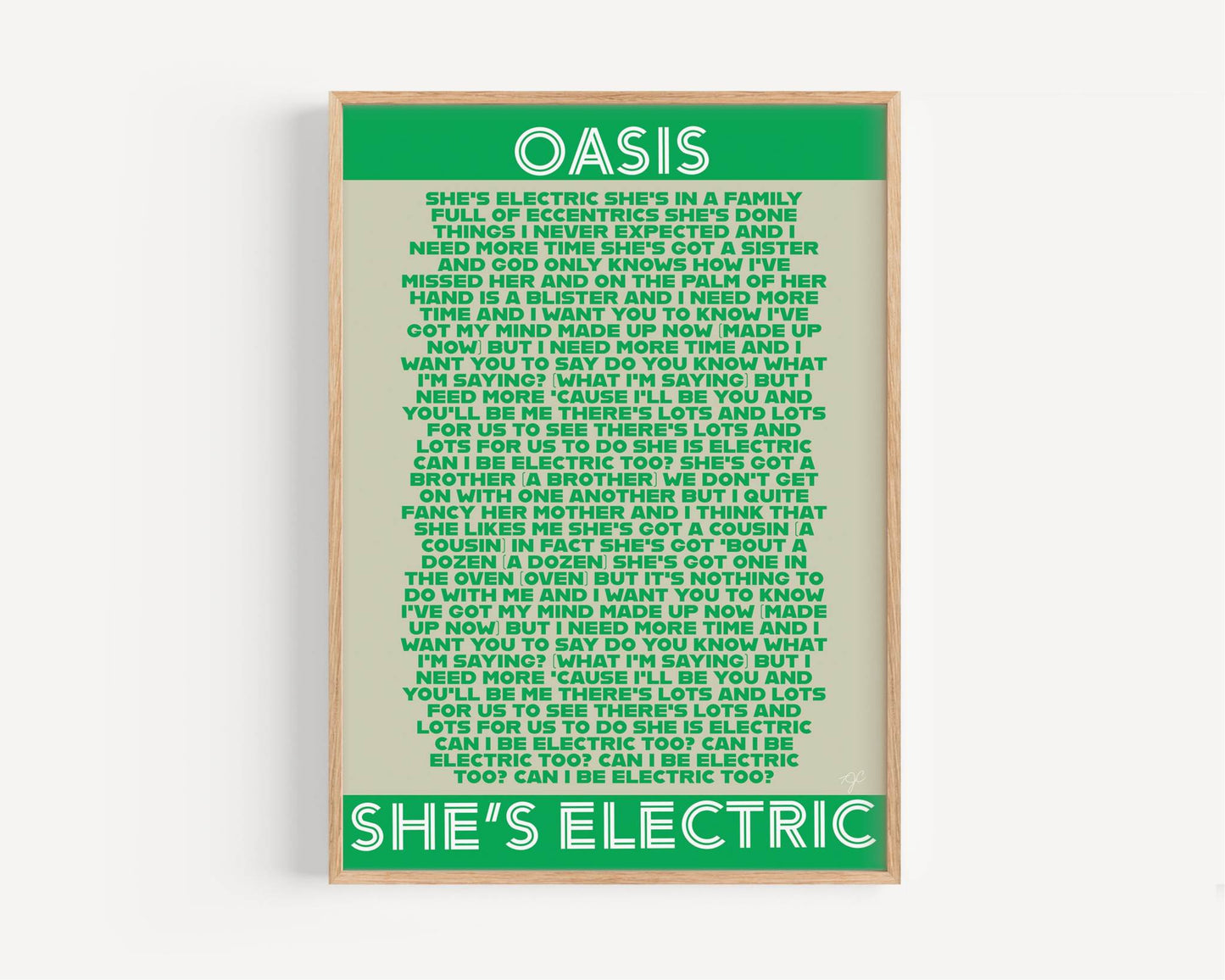 Shes Electric Oasis lyrics print