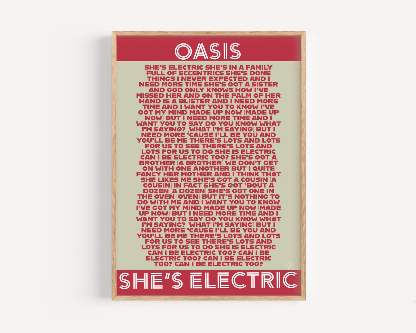 Shes Electric Oasis lyrics print