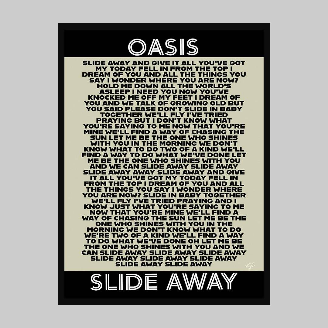 Slide Away Oasis lyrics print - Striped Circle