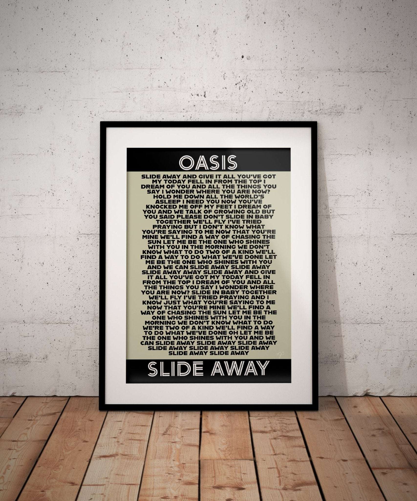 Slide Away Oasis lyrics print - Striped Circle