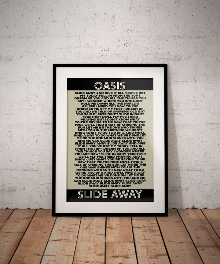 Slide Away Oasis lyrics print - Striped Circle