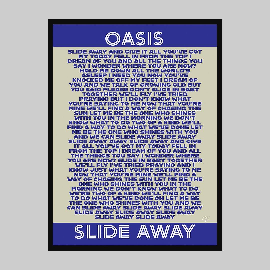 Slide Away Oasis lyrics print - Striped Circle