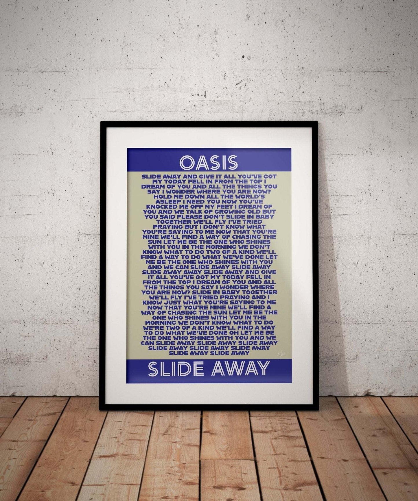 Slide Away Oasis lyrics print - Striped Circle