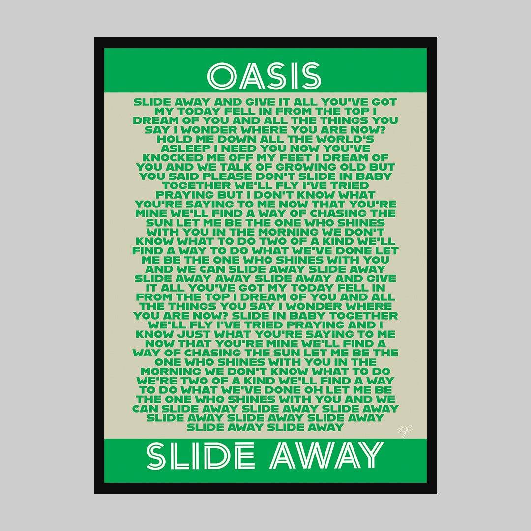 Slide Away Oasis lyrics print - Striped Circle