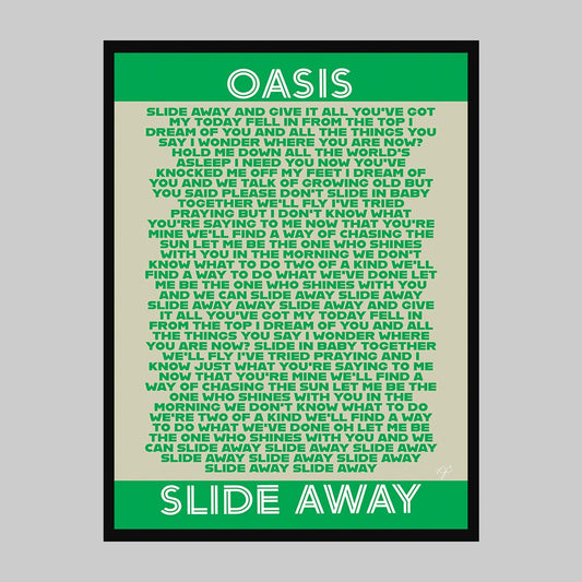 Slide Away Oasis lyric print - Striped CircleA4