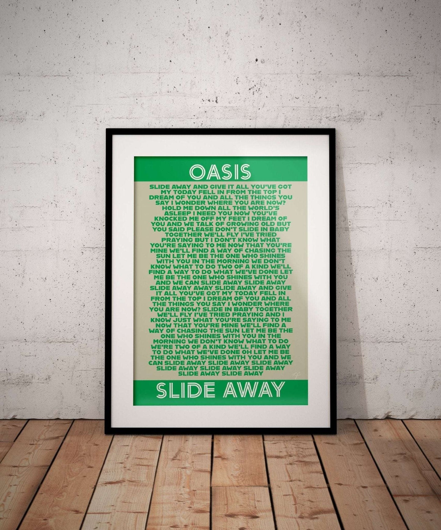 Slide Away Oasis lyrics print - Striped Circle