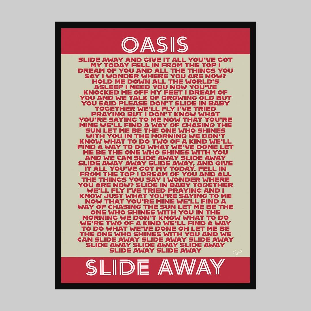 Slide Away Oasis lyrics print - Striped Circle