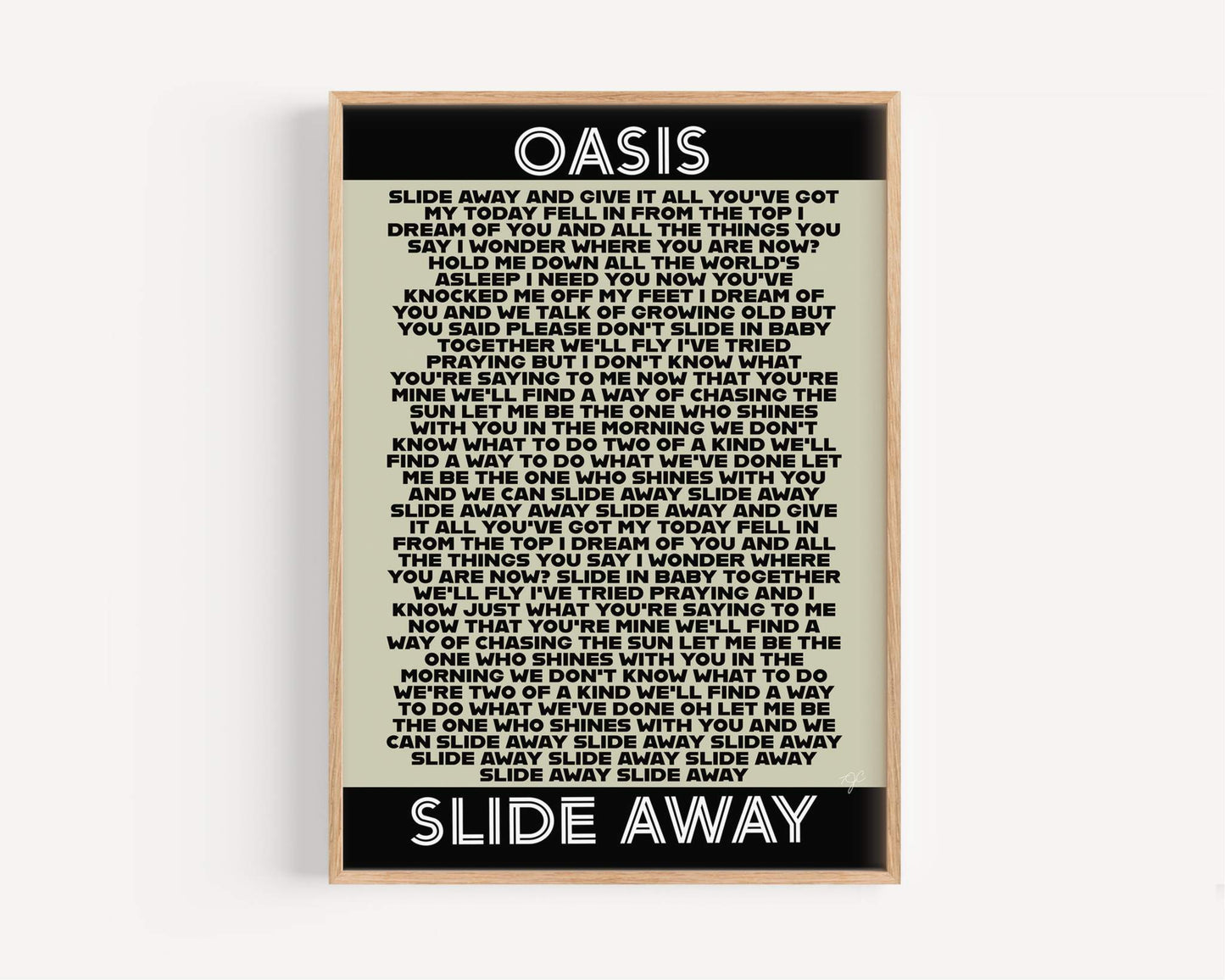 Slide Away Oasis lyrics print