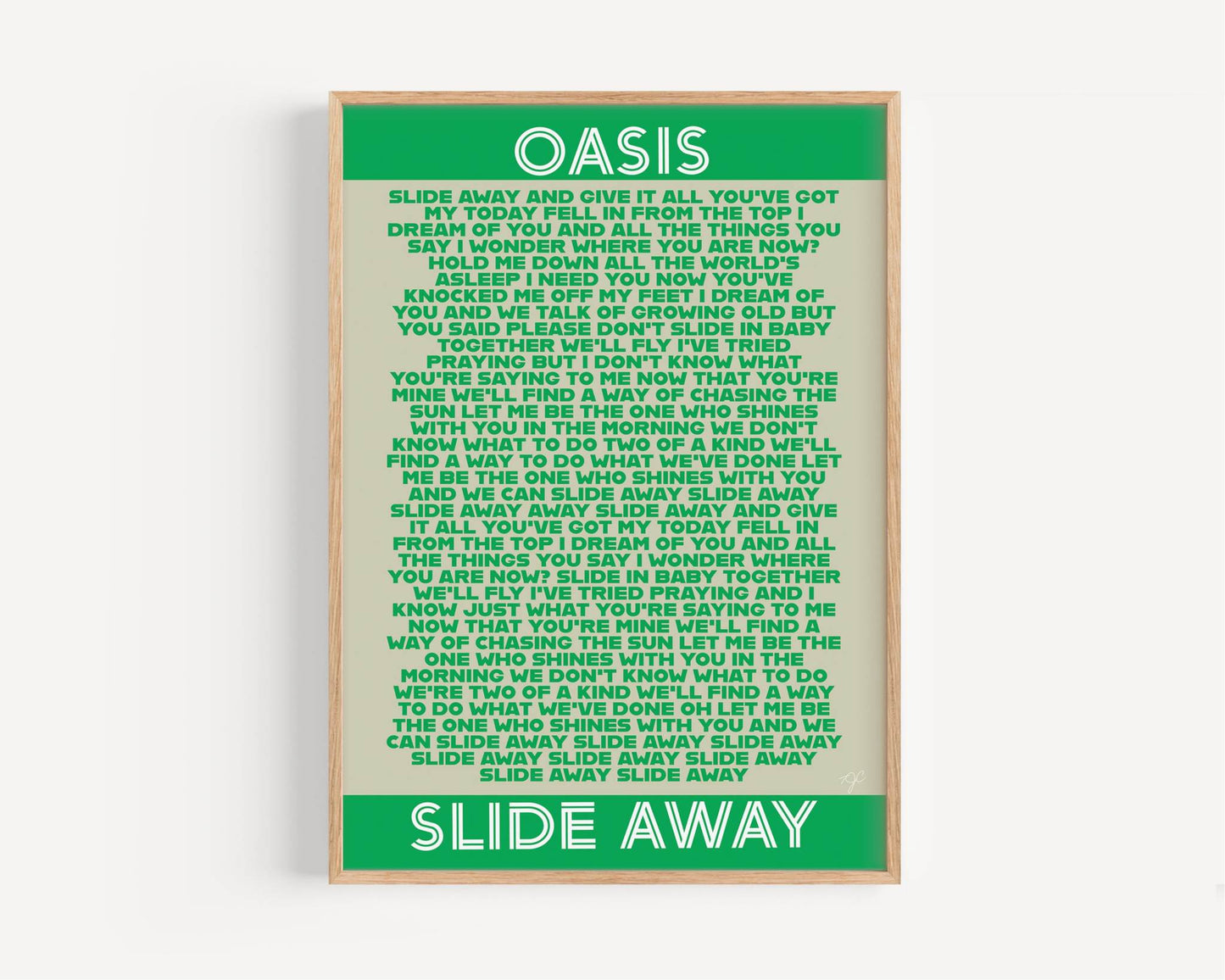 Slide Away Oasis lyrics print