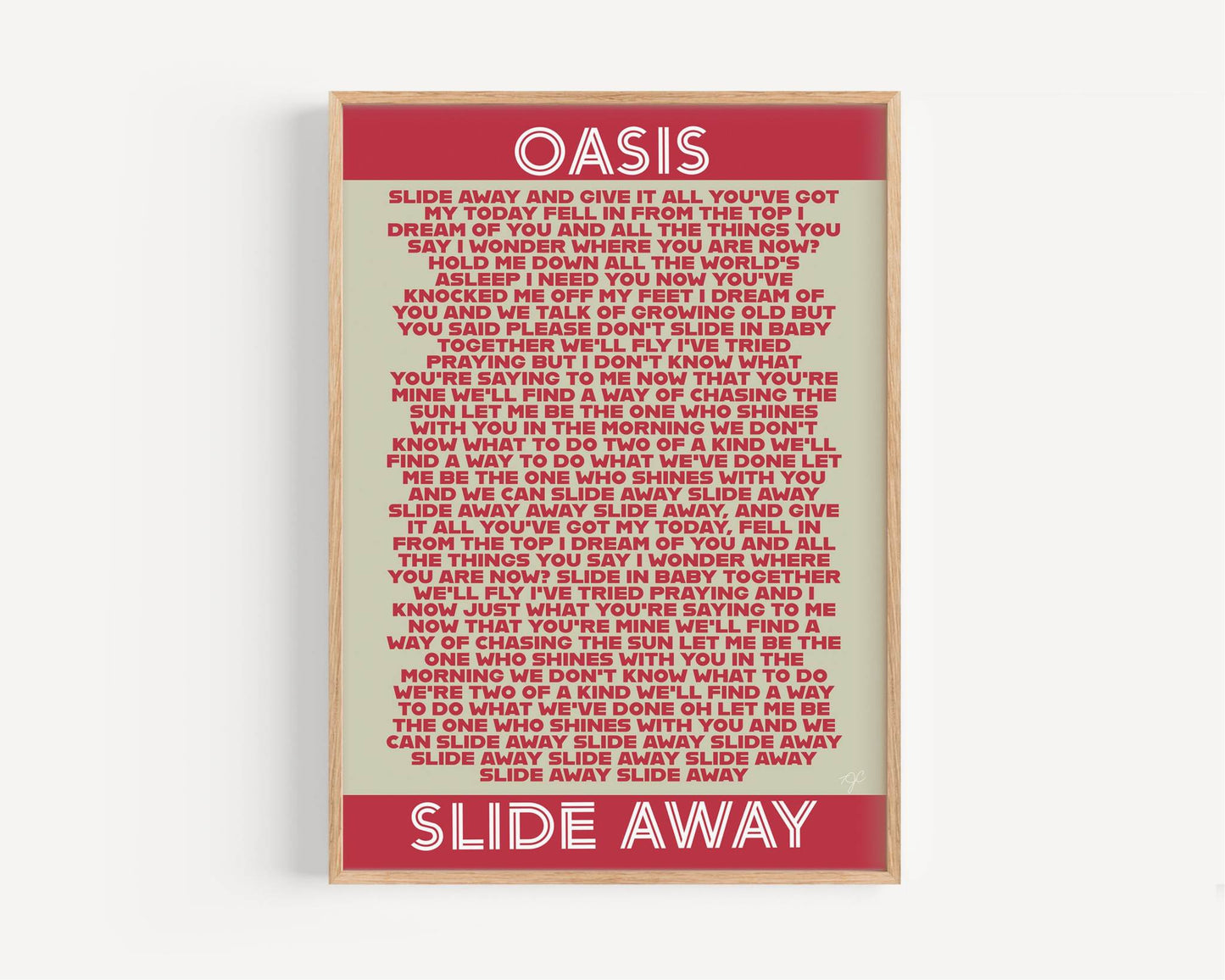 Slide Away Oasis lyrics print