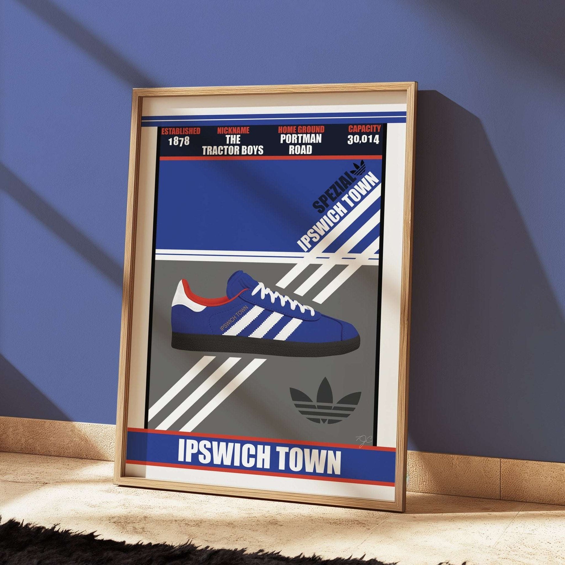 Ipswich Town Spezial trainer print - Striped CircleA5 (148mm x 210mm)