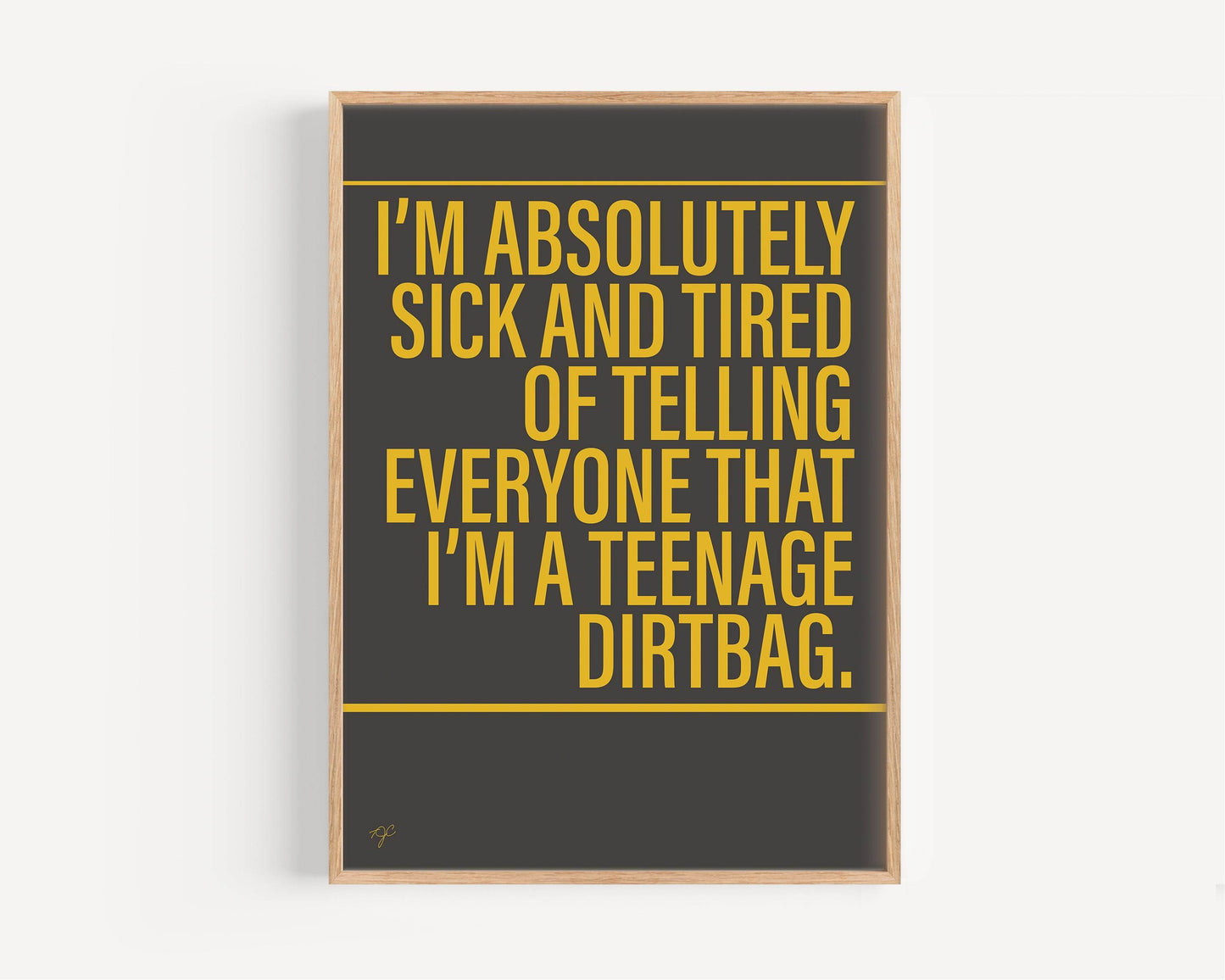 Teenage Dirtbag Wheatus Alternative Lyrics Music Print │ Song Lyric Wall Art UK
