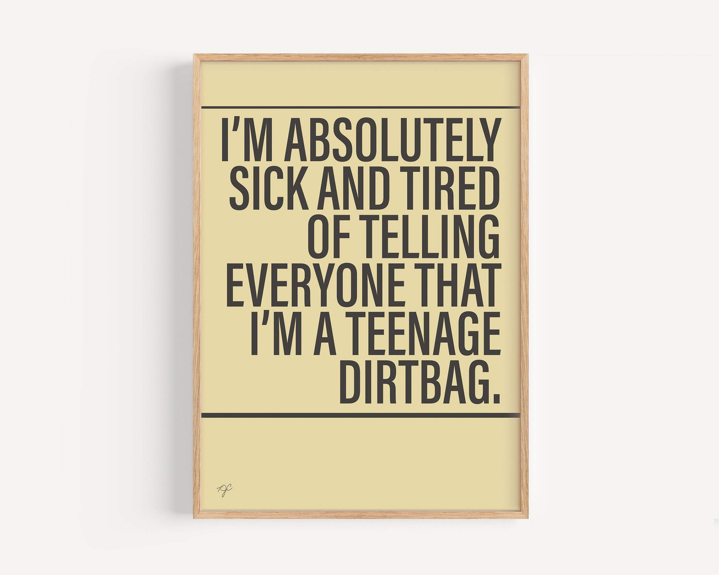 Teenage Dirtbag Wheatus Alternative Lyrics Music Print │ Song Lyric Wall Art UK