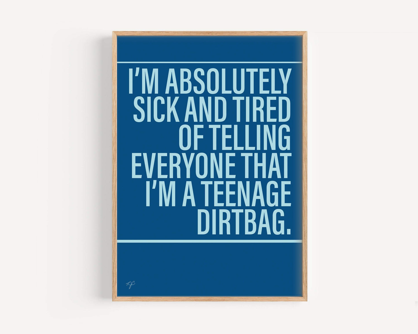 Teenage Dirtbag Wheatus Alternative Lyrics Music Print │ Song Lyric Wall Art UK