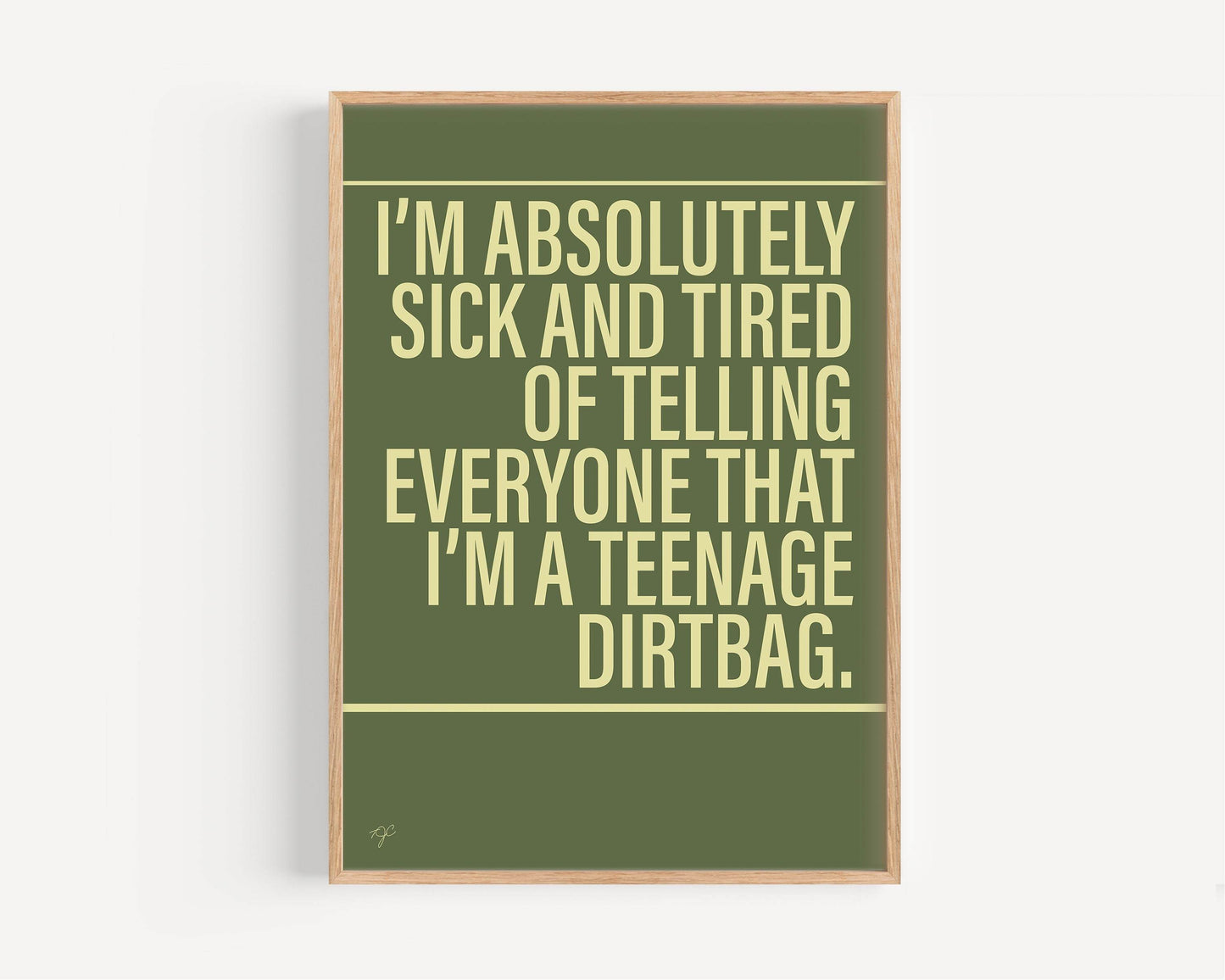 Teenage Dirtbag Wheatus Alternative Lyrics Music Print │ Song Lyric Wall Art UK