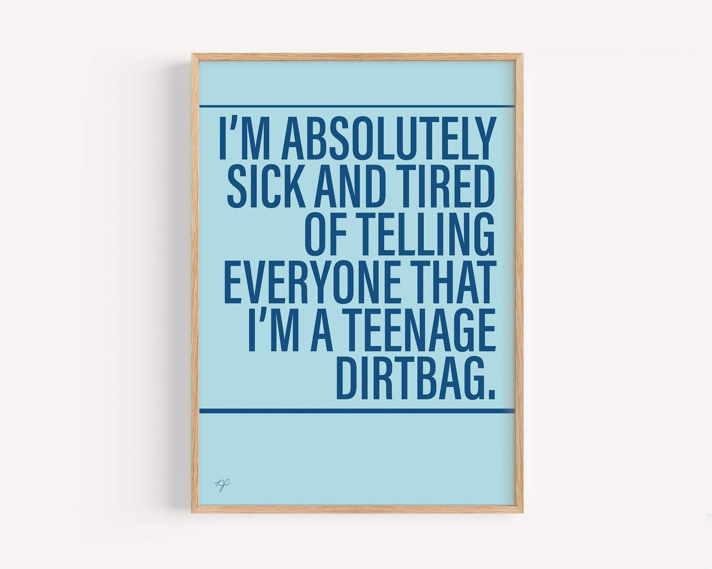 Teenage Dirtbag Wheatus Alternative Lyrics Music Print │ Song Lyric Wall Art UK