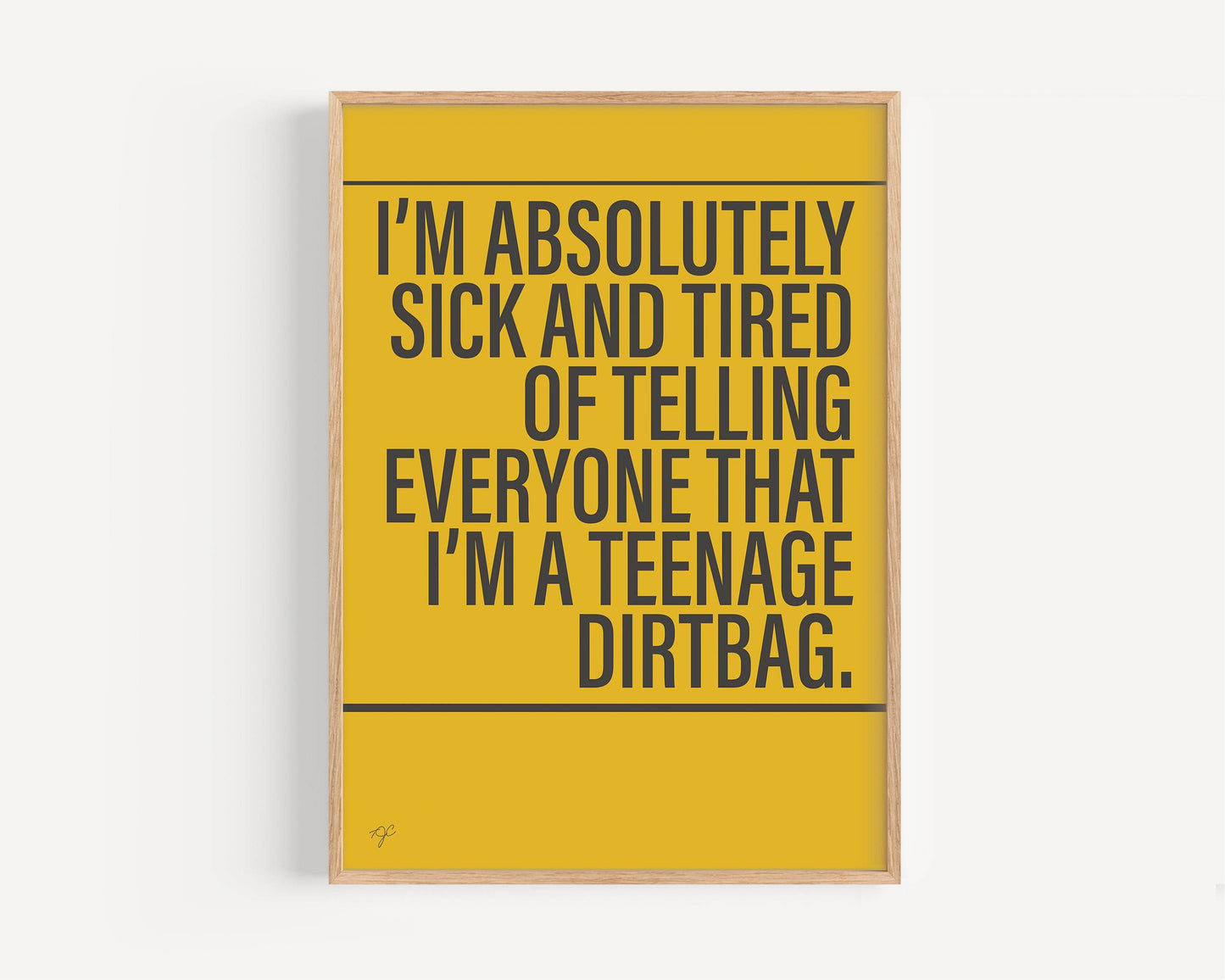 Teenage Dirtbag Wheatus Alternative Lyrics Music Print │ Song Lyric Wall Art UK