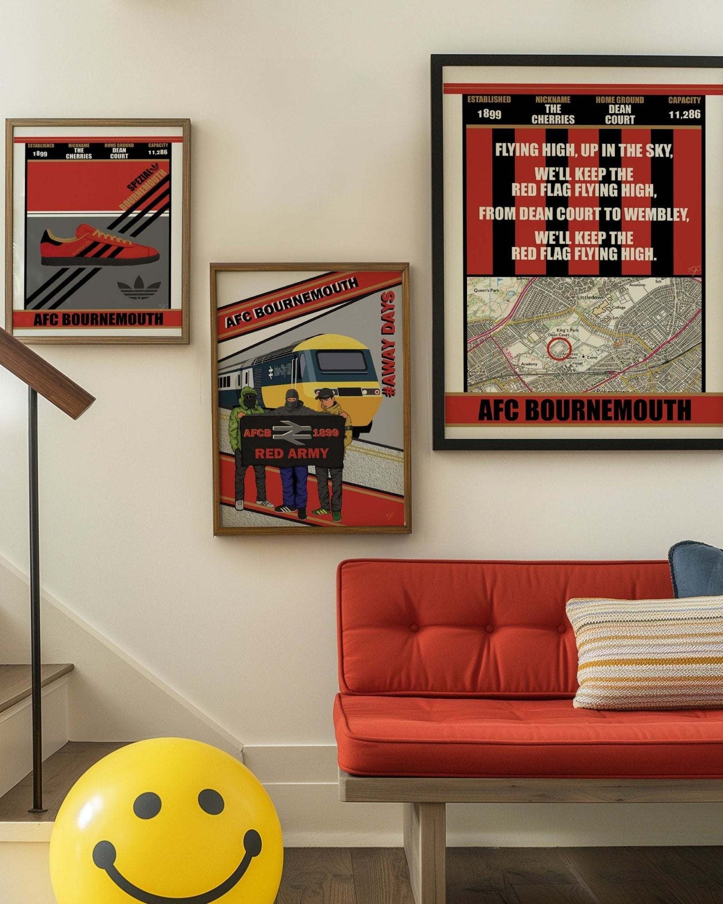 AFC Bournemouth Dean Court stadium print - Striped CircleA5 (148mm x 210mm)