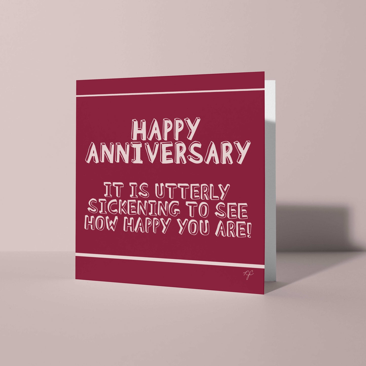 Utterly Sickening Happy Anniversary card by Striped Circle with blank inside and plain envelope
