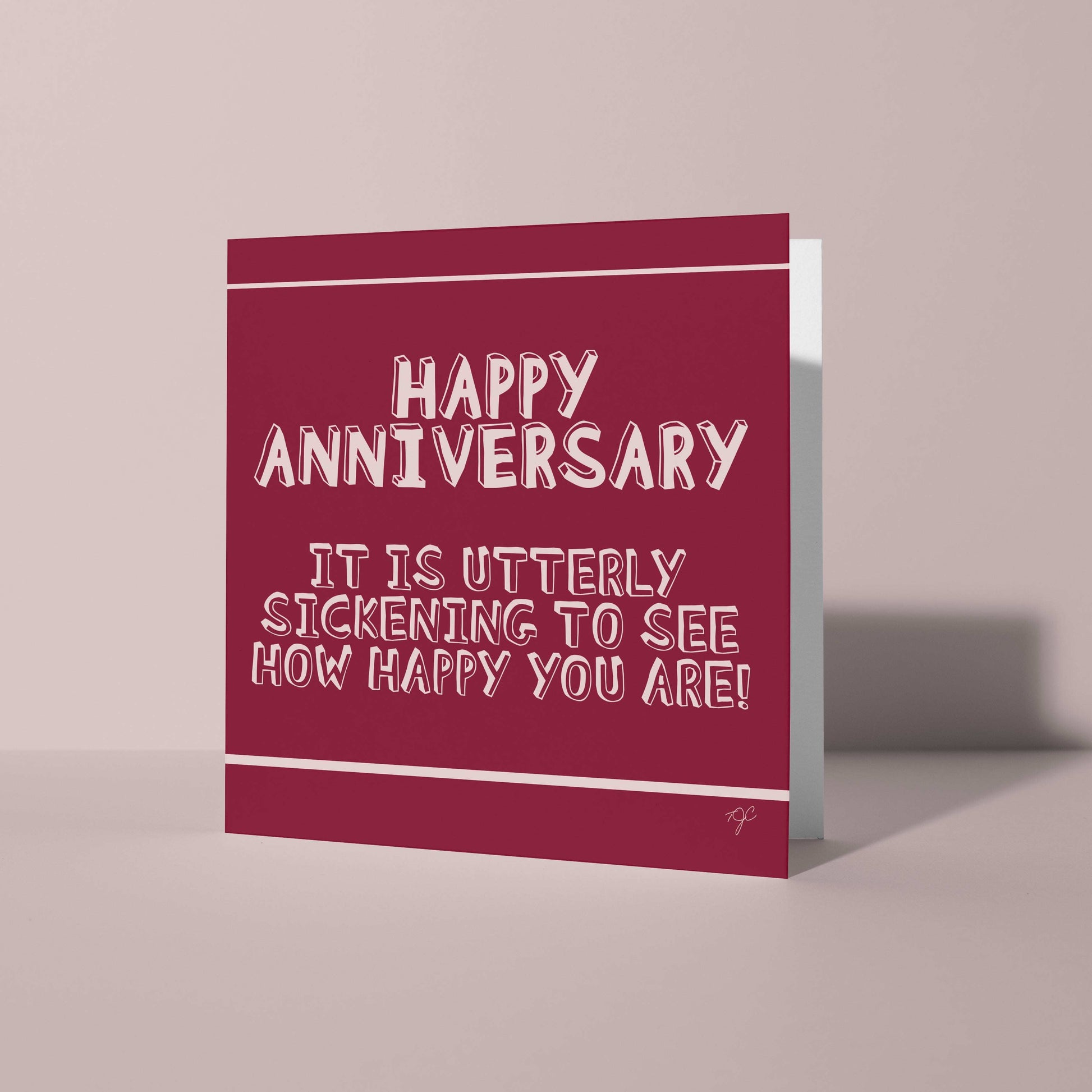 Utterly Sickening Happy Anniversary card by Striped Circle with blank inside and plain envelope