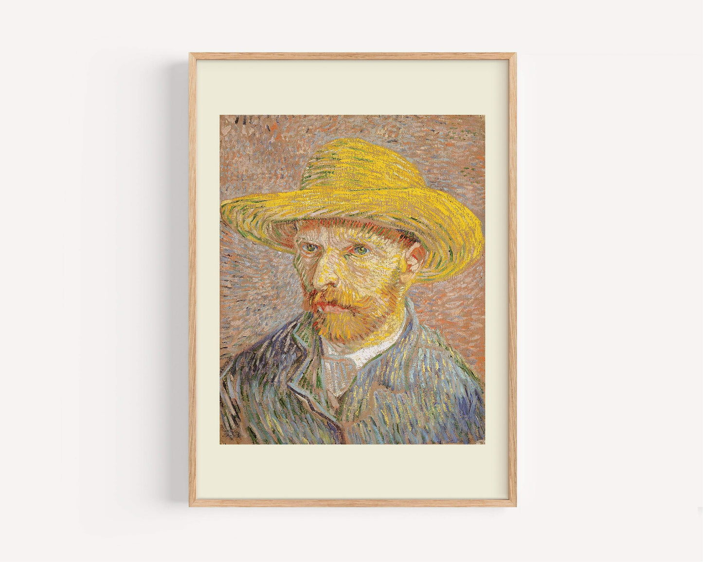 Self-portrait with a Straw Hat, Van Gogh - Fine Art Print | Masters, Reframed