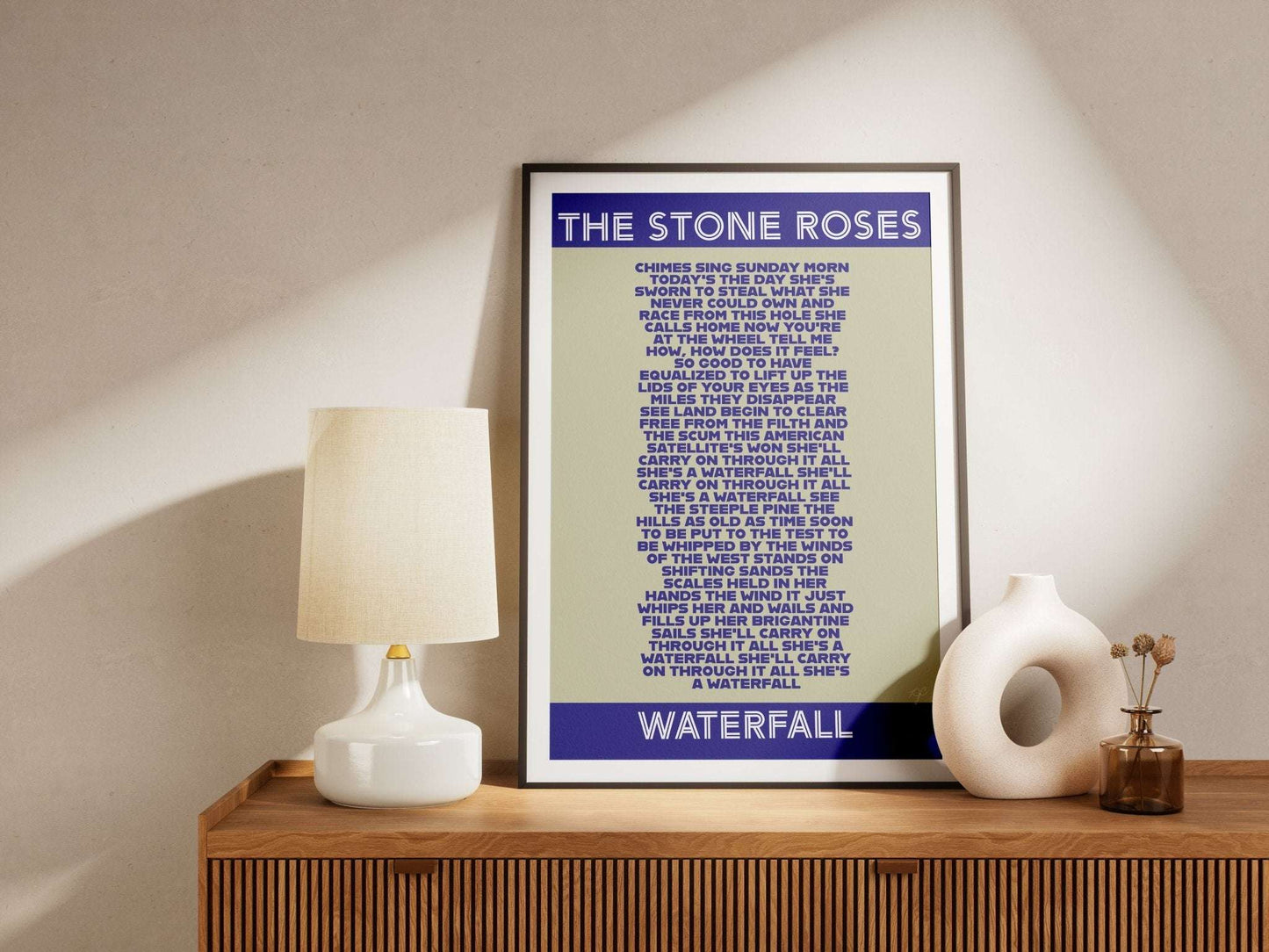 The Stone Roses Waterfall lyrics print - Striped Circle