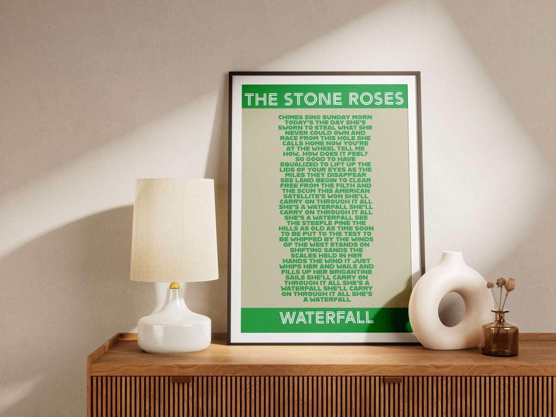 The Stone Roses Waterfall lyrics print - Striped Circle