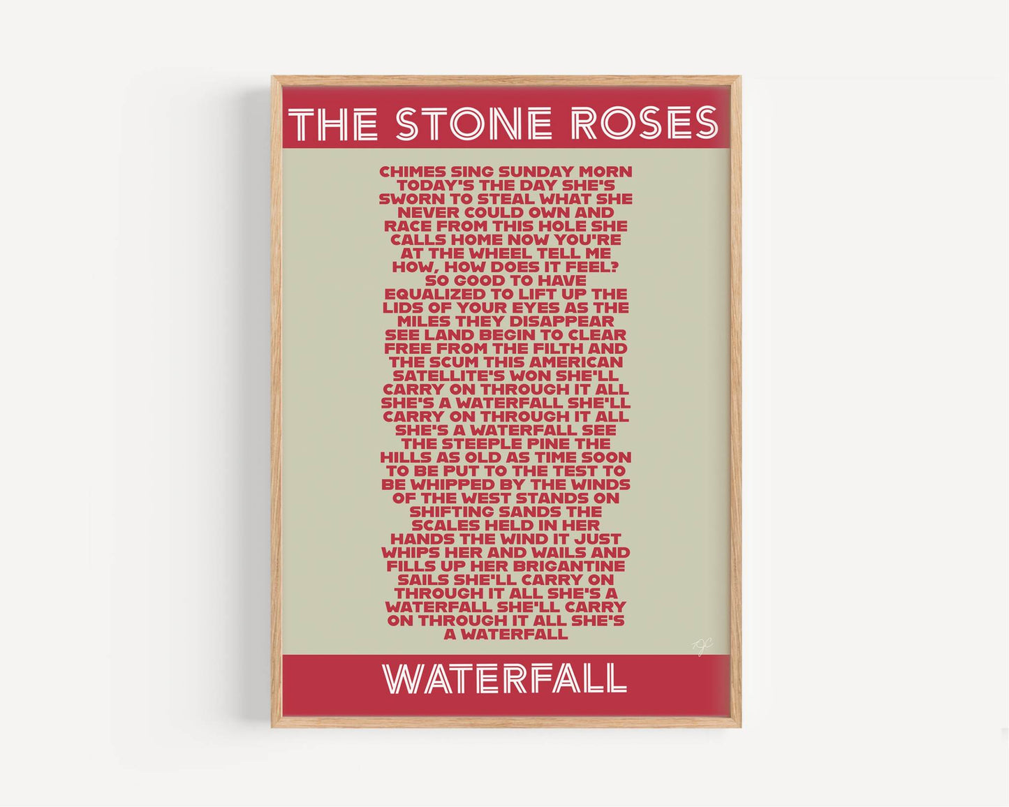 The Stone Roses Waterfall lyrics print