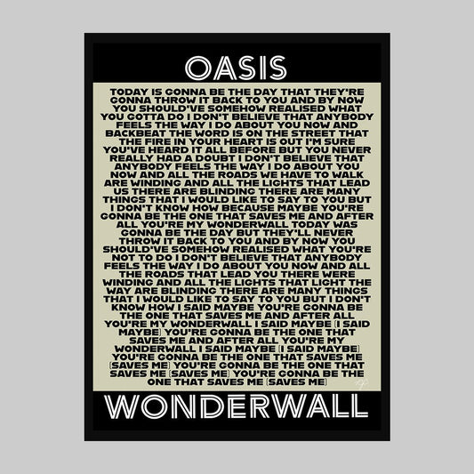 Wonderwall Oasis lyric print - Striped CircleA4