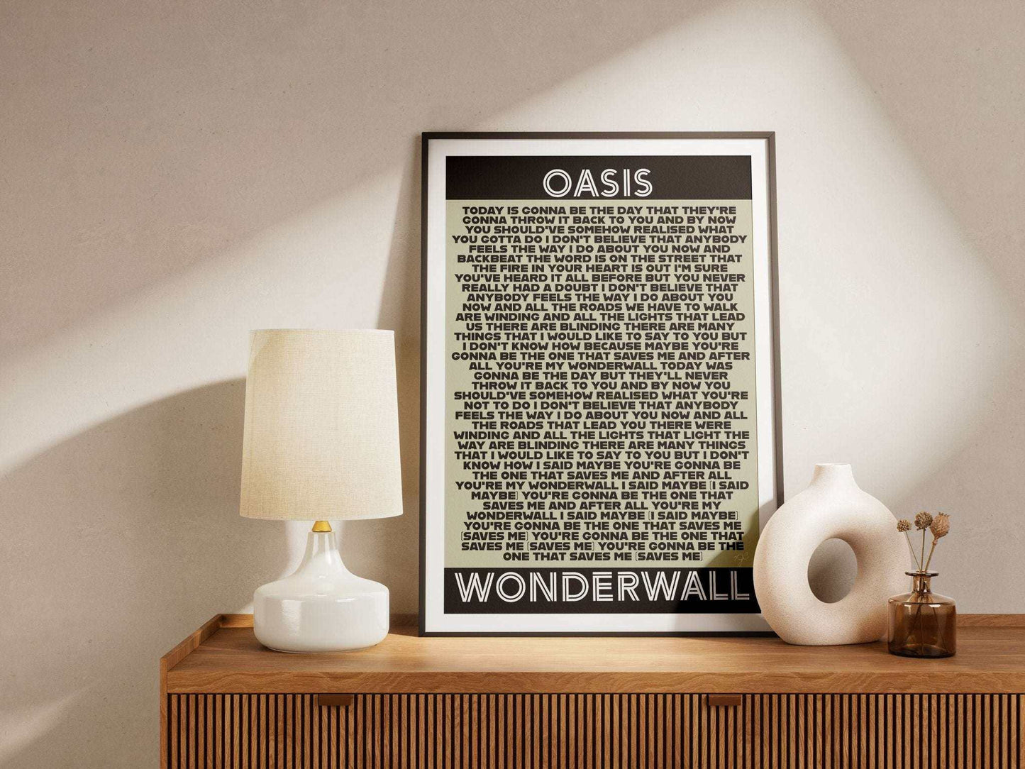 Wonderwall Oasis lyrics print - Striped Circle