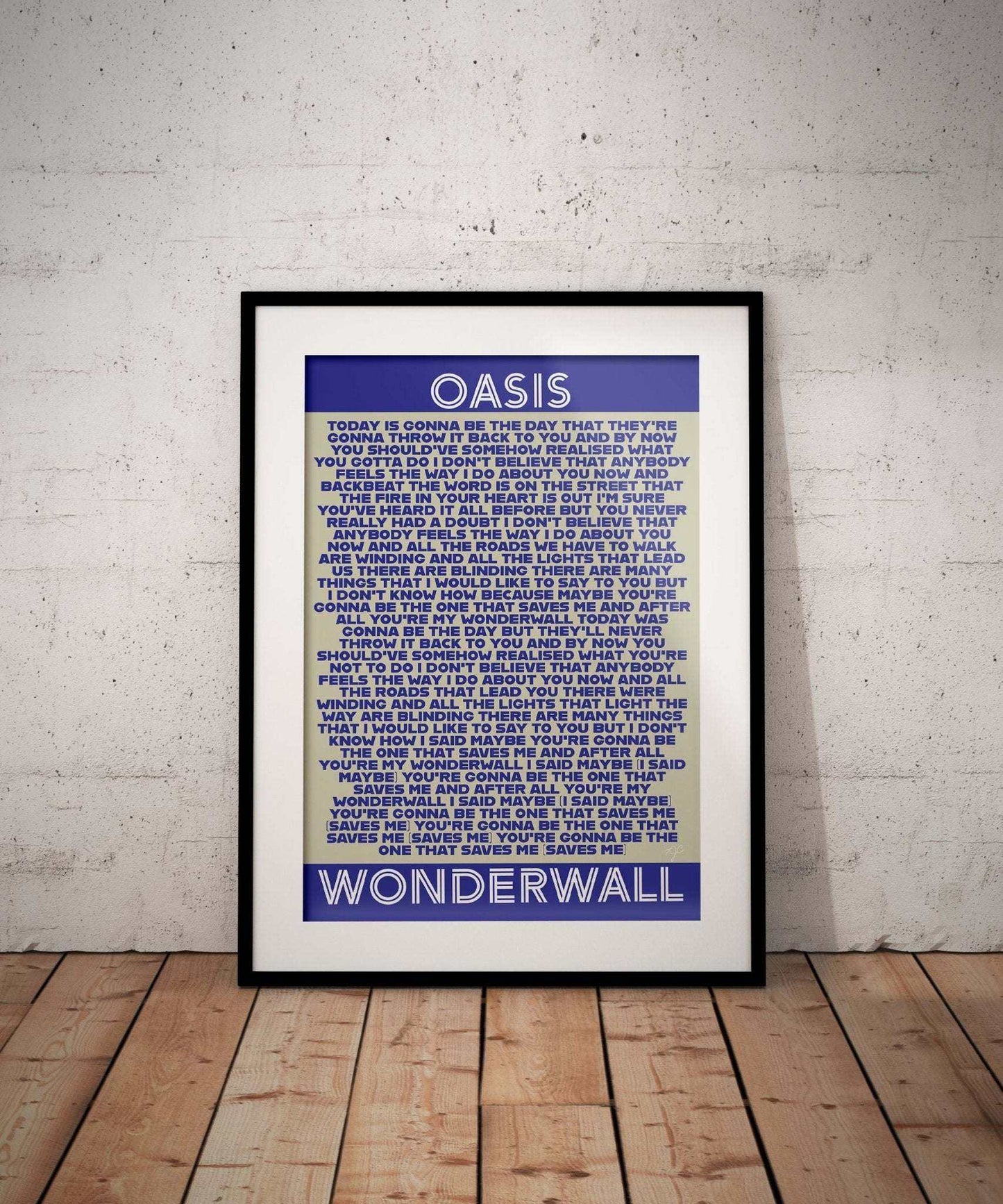 Wonderwall Oasis lyrics print - Striped Circle