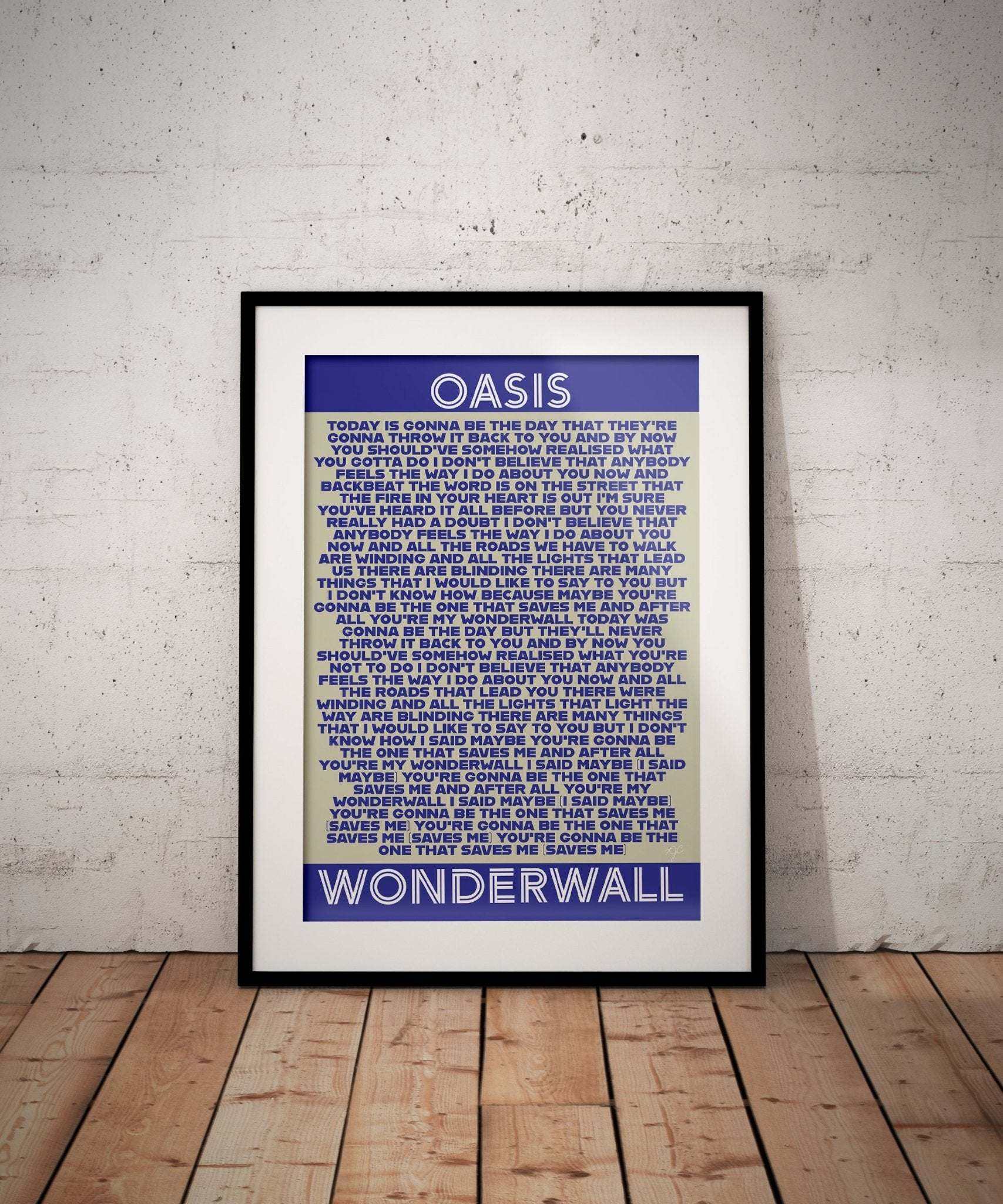 Wonderwall Oasis lyrics print - Striped Circle