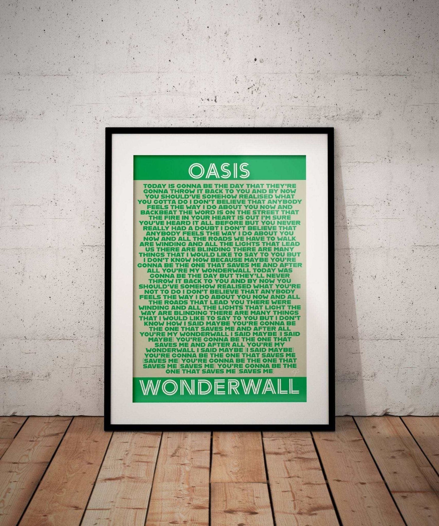 Wonderwall Oasis lyrics print - Striped Circle