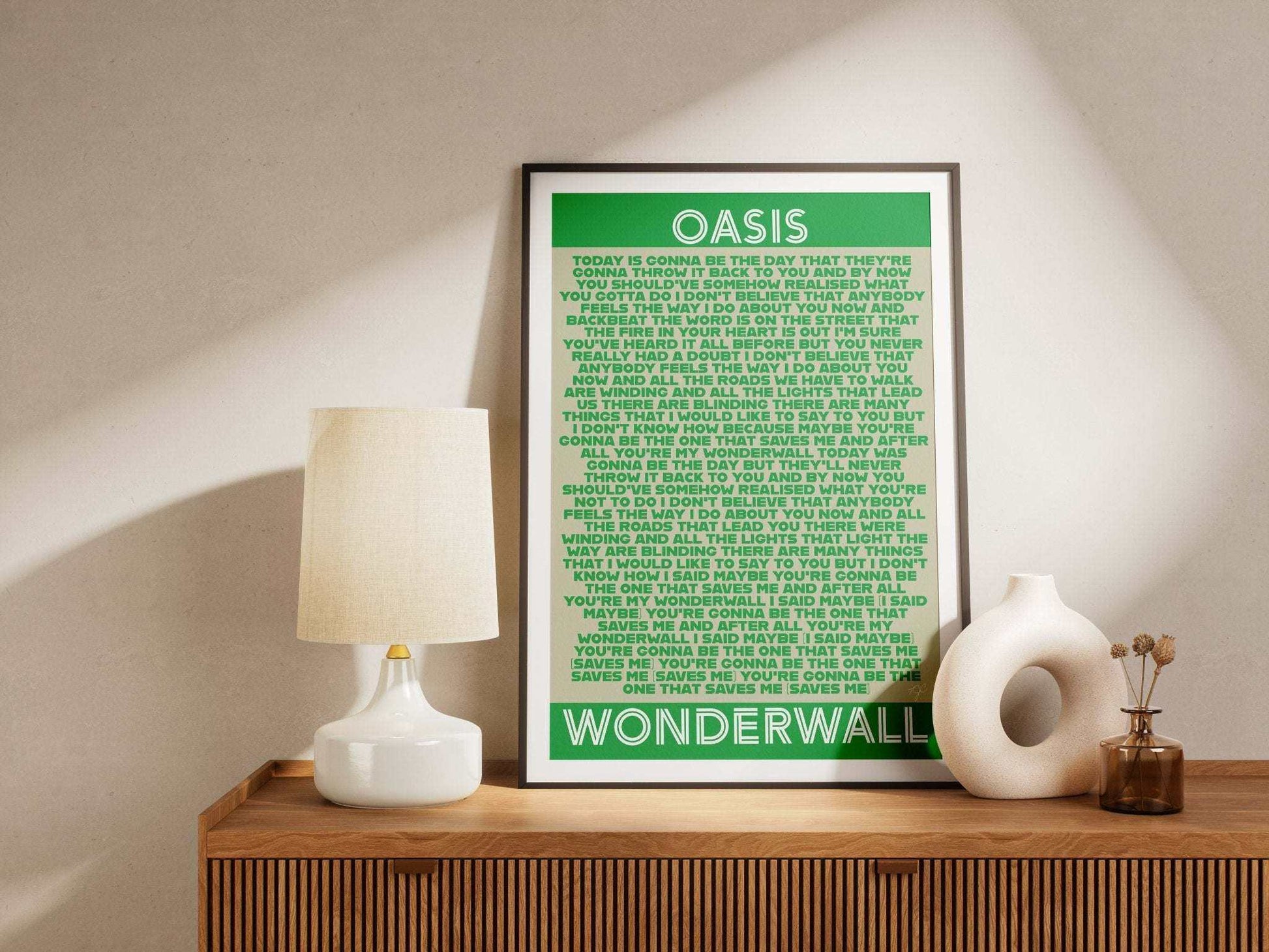 Wonderwall Oasis lyrics print - Striped Circle