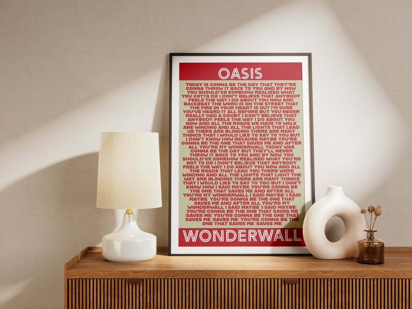 Wonderwall Oasis lyrics print - Striped Circle