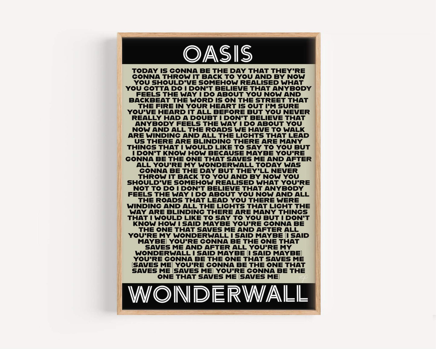 Wonderwall Oasis lyrics print