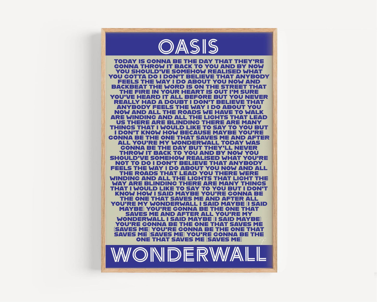 Wonderwall Oasis lyrics print