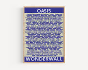 Wonderwall Oasis lyrics print on a high quality matte luxury art paper
