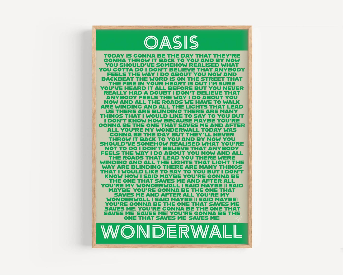 Wonderwall Oasis lyrics print