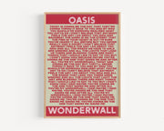 Wonderwall Oasis lyrics print on a high quality matte luxury art paper