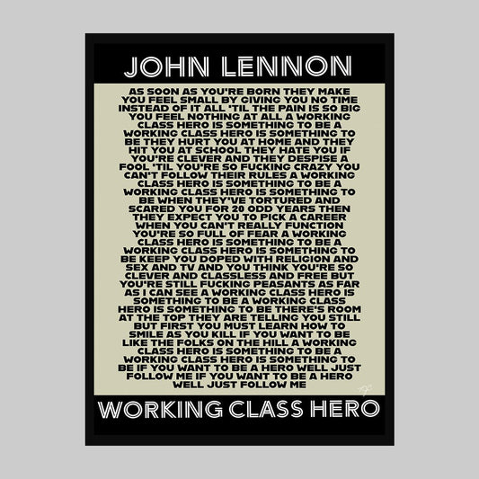John Lennon Working Class Hero lyrics print - Striped CircleA4
